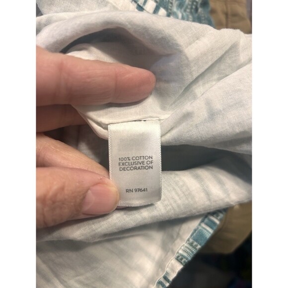 J. Jill Dress Women Size Medium White Green Embroidered Cotton Sundress To Knees - Picture 3 of 8